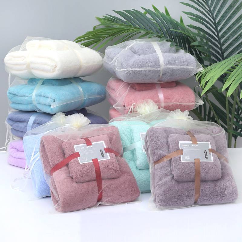 Wholesale Microfiber 2pcs Set Coral Fleece Bath Custom Blank Face Towel And Bath Towels